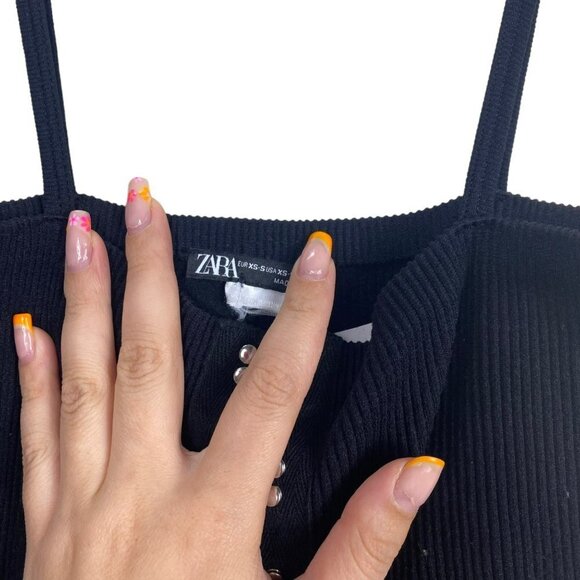 2/$30‎ Zara Black Hook and Eye Seamless Mini Ribbed Bodycon Dress Size XS - Picture 4 of 10